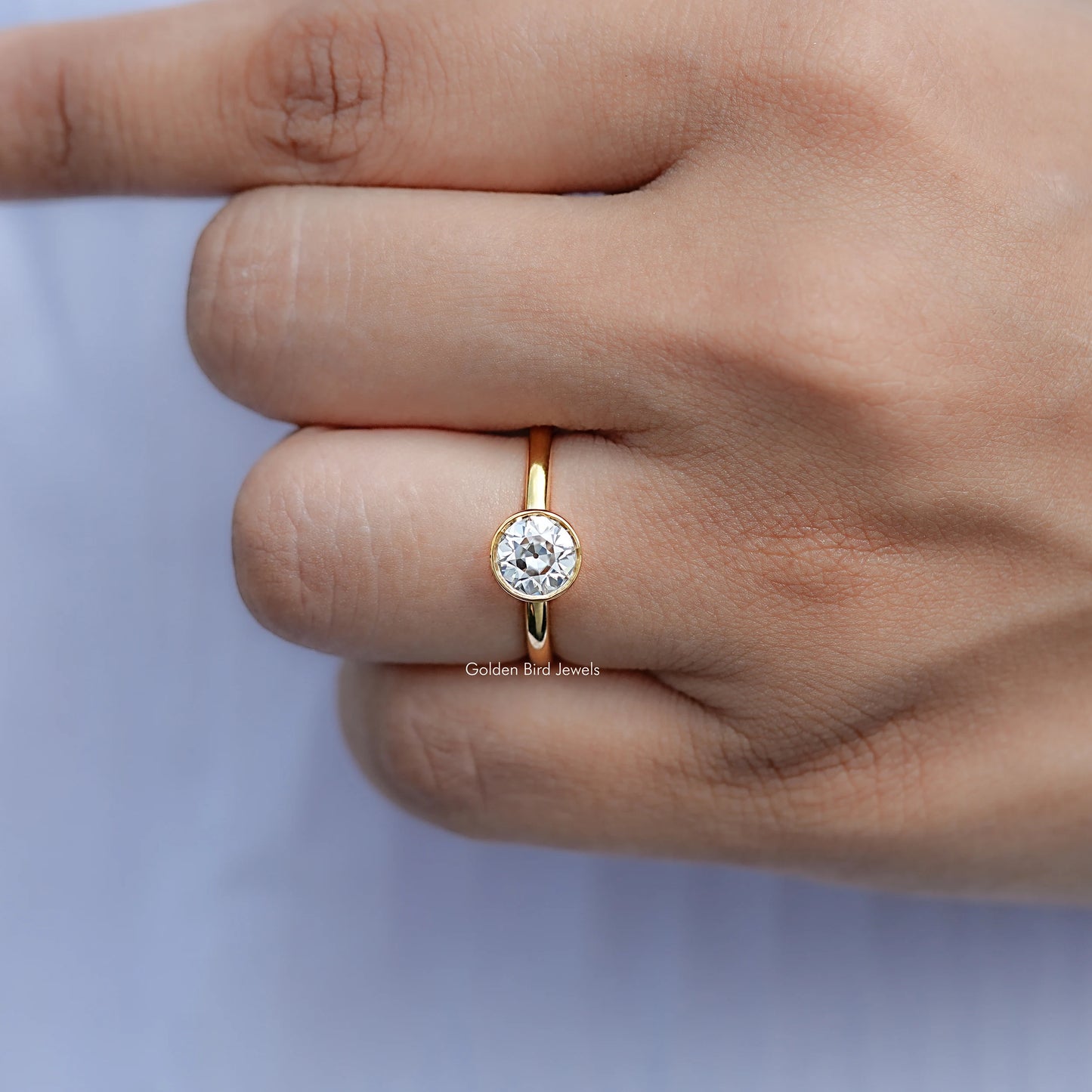 Close view of Round Cut Solitaire Engagement Ring