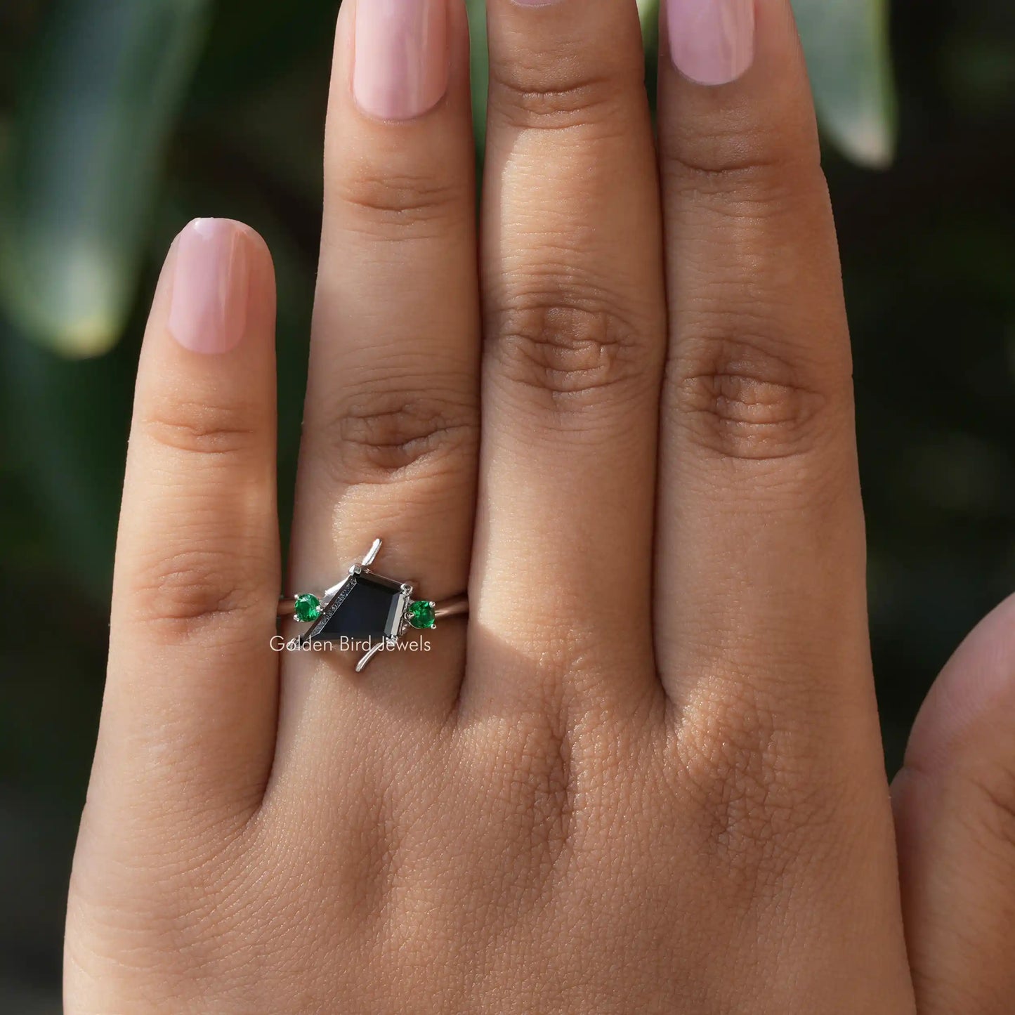 Kite Cut Moissanite Engagement Ring In Yellow Gold