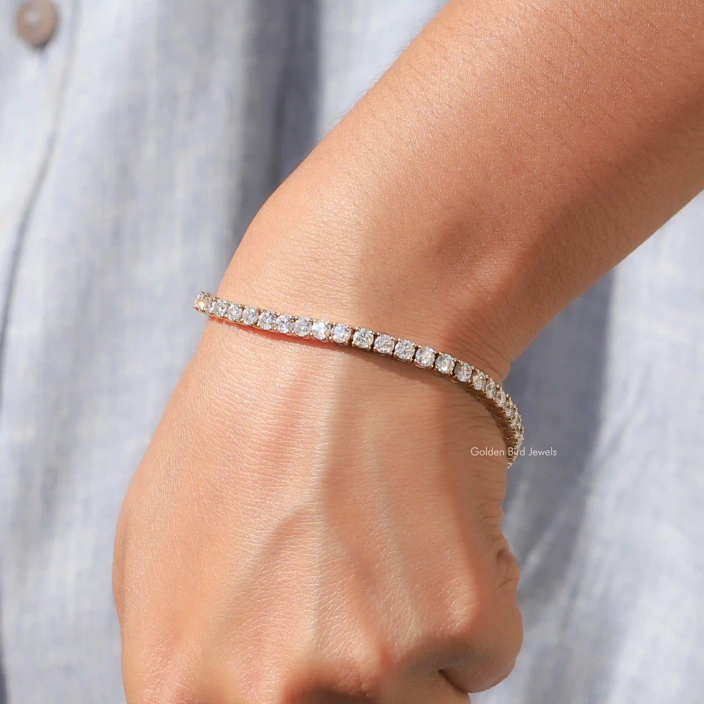 Wunderschönes Tennisarmband mit Moissanit im Rundschliff