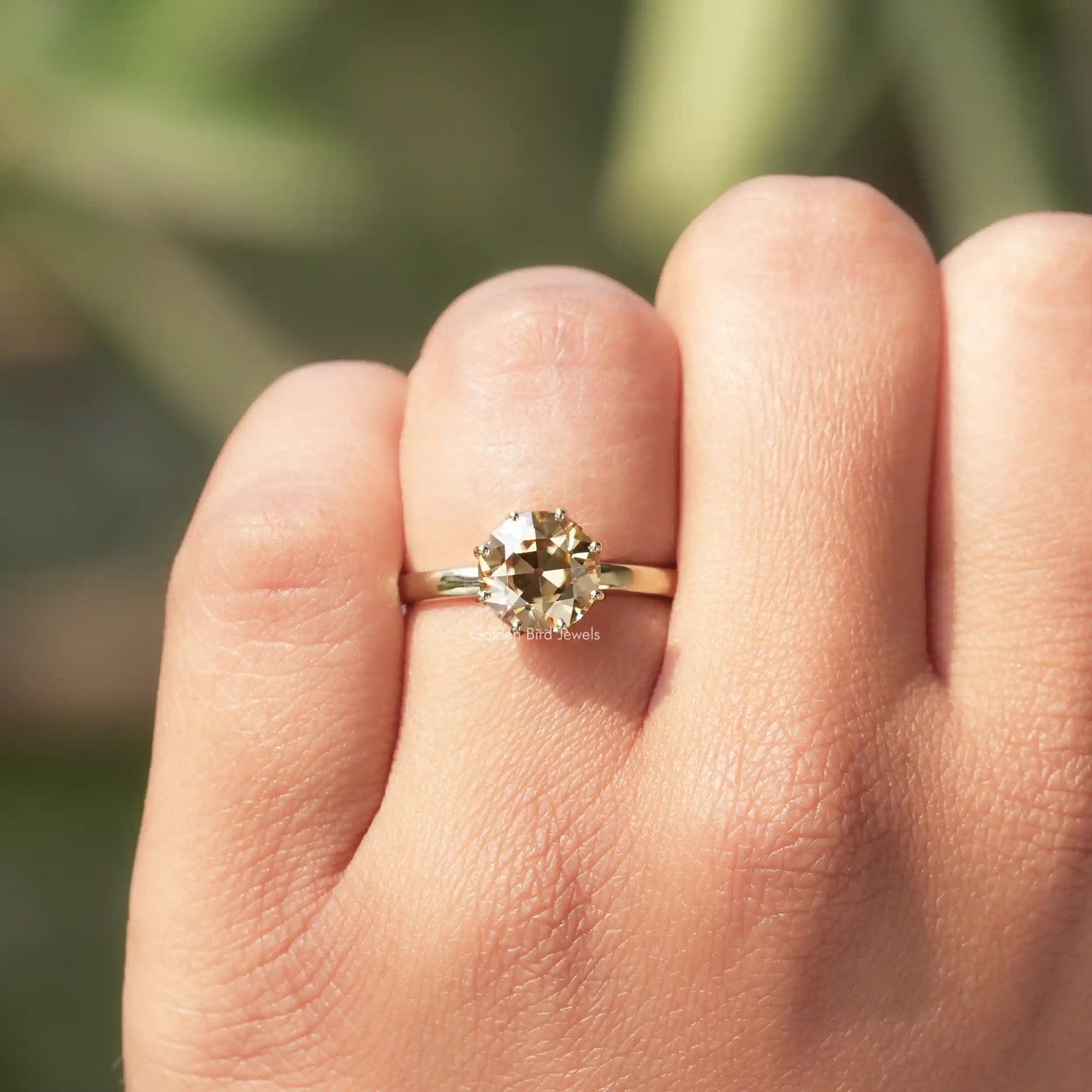 [OEC Round Cut Solitaire Engagement Ring By]-[Golden Bird Jewels]