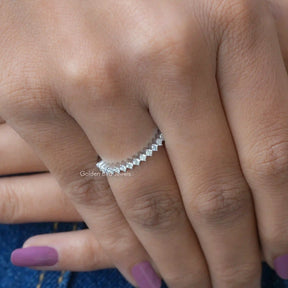 [Half Eternity Round Cut Moissanite Eternity Wedding Band]-[Golden Bird Jewels]