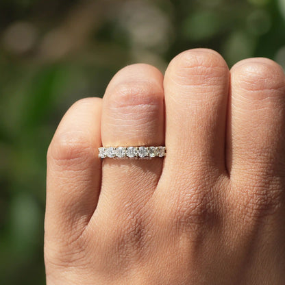 [Round Cut Moissanite Half Eternity Band]-[Golden Bird Jewels]