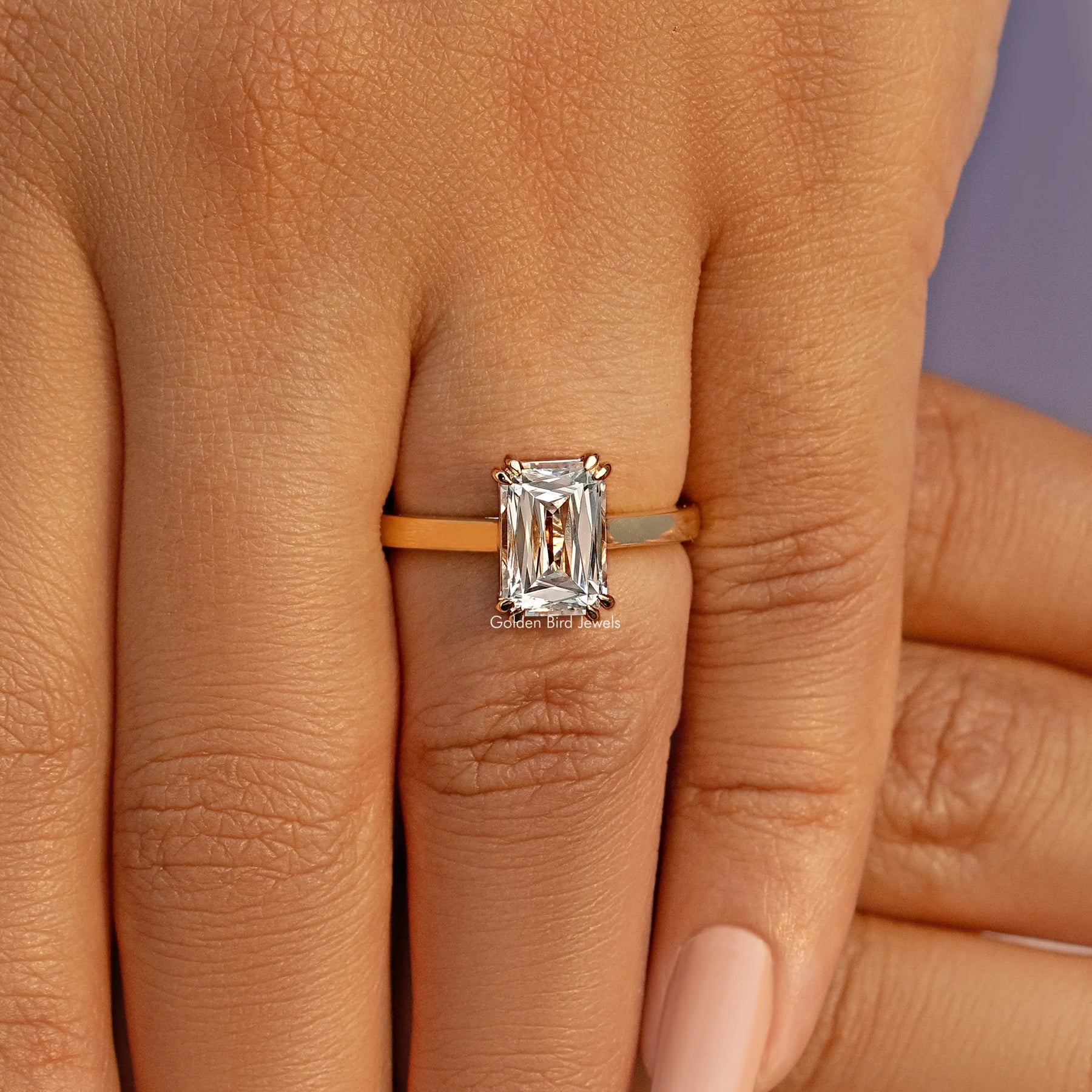 Moissanit Criss Cut Solitär-Verlobungsring