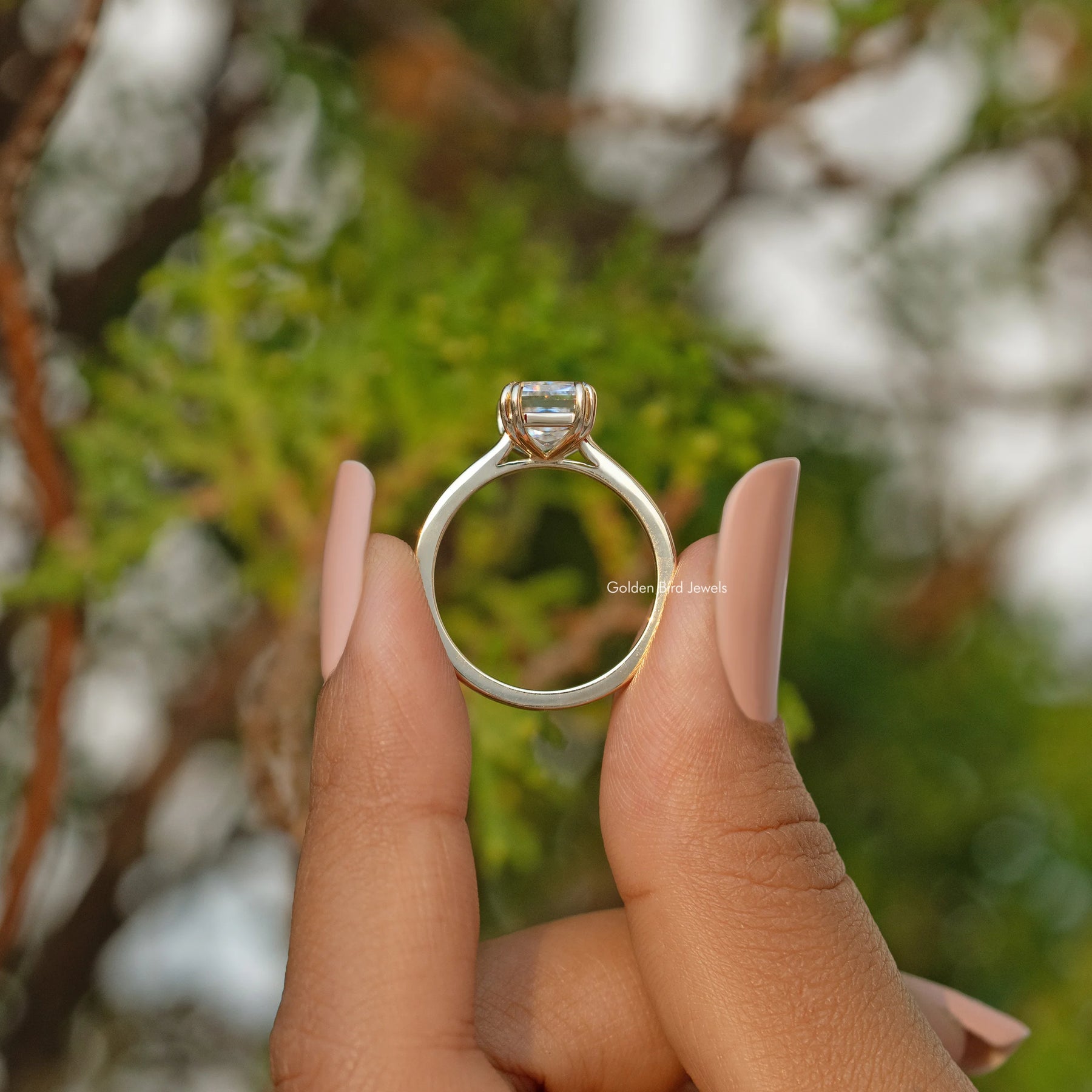 Moissanit Criss Cut Solitär-Verlobungsring