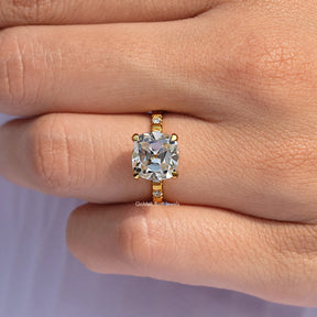 Moissanite Old Mine Cushion Cut Accent Stone Ring