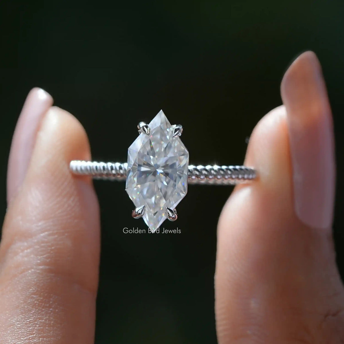 Moissanite Dutch Marquise Cut Engagement Ring