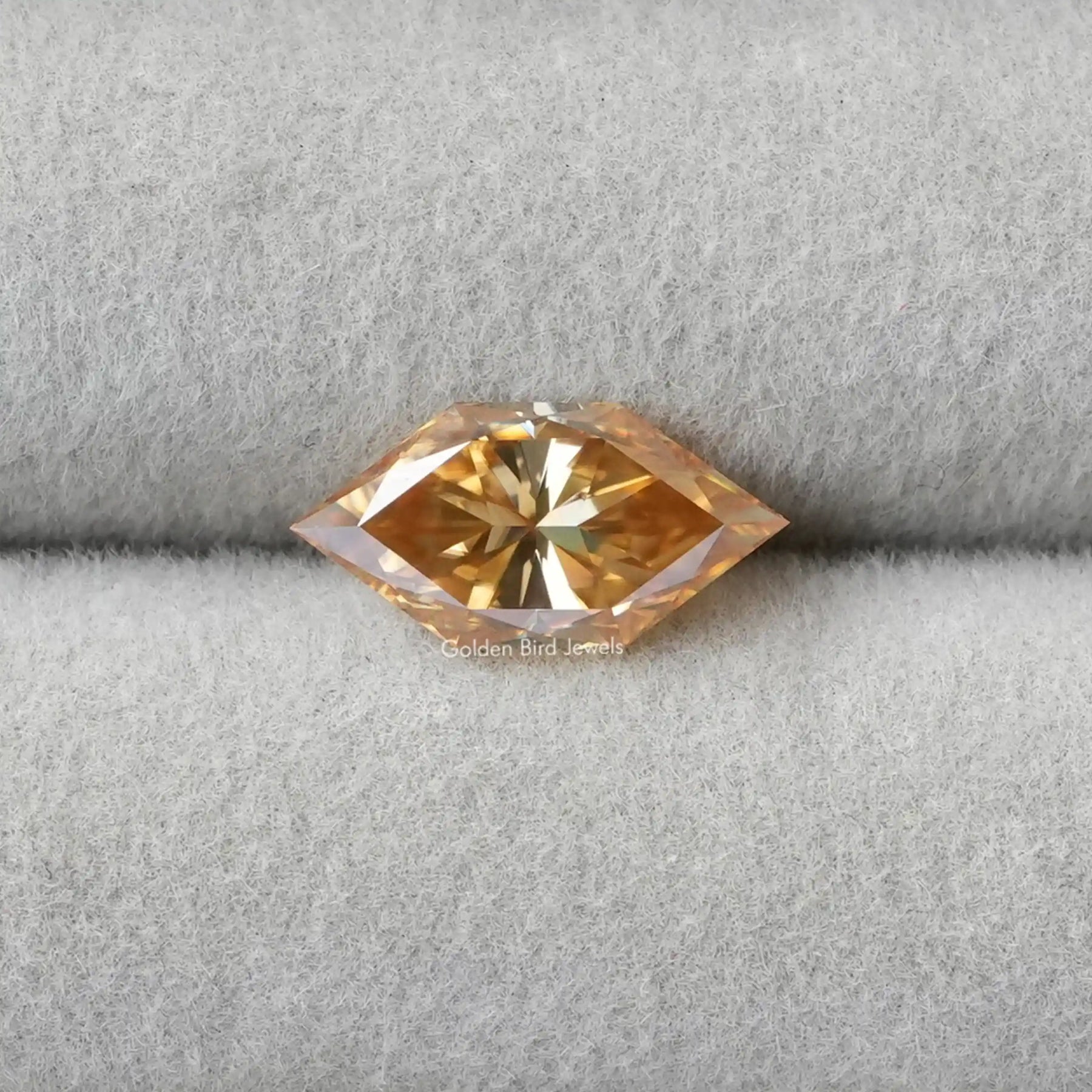 [Front view of champagne dutch marquise cut loose stone]-[Golden Bird Jewels]