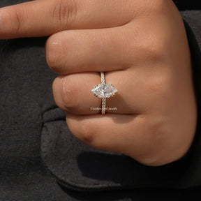 Dutch Marquise Cut Solitaire Accent Moissanite Engagement Ring