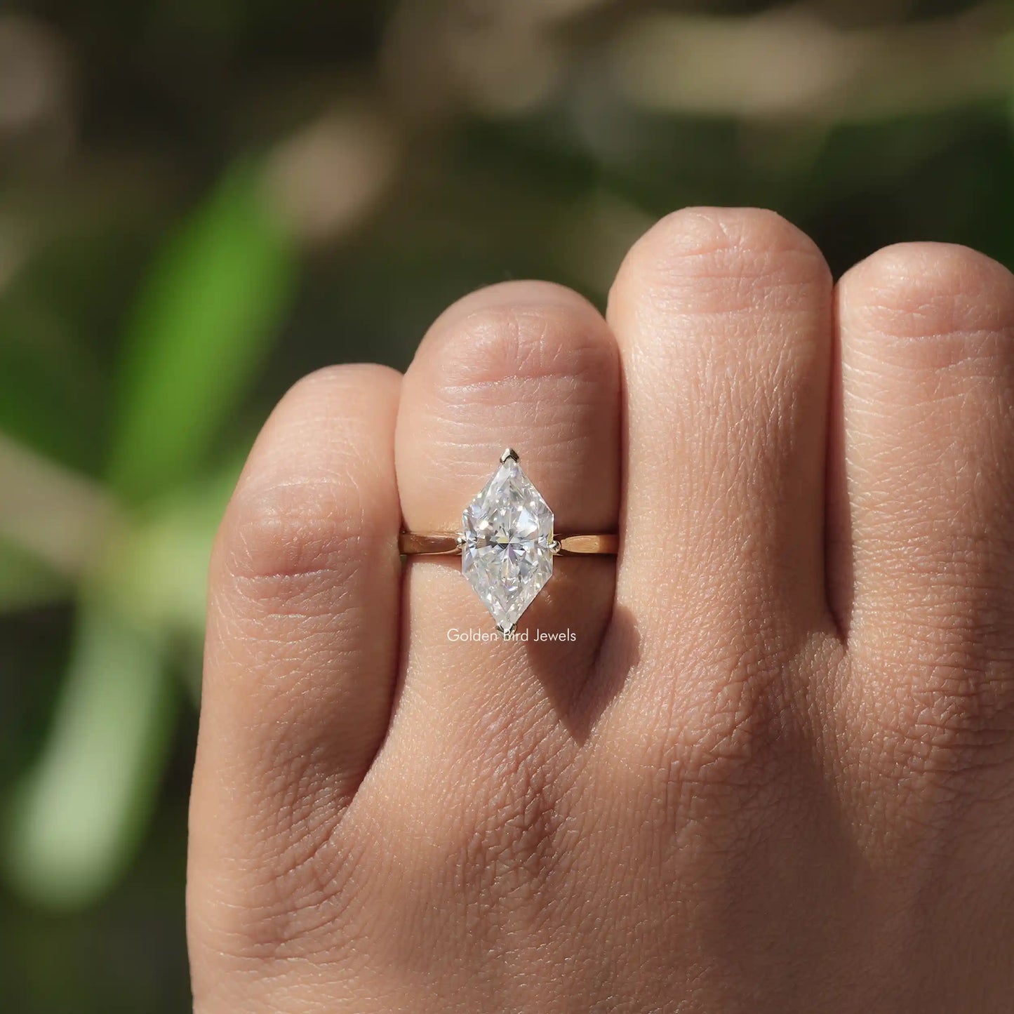 Dutch Marquise Solitaire Moissanite Ring on finger