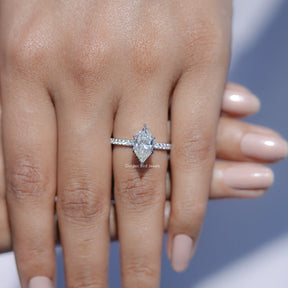Dutch Marquise Moissanite Hidden Halo Accent Ring