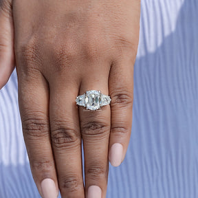 Full view of moissanite Ring in unique shape 

