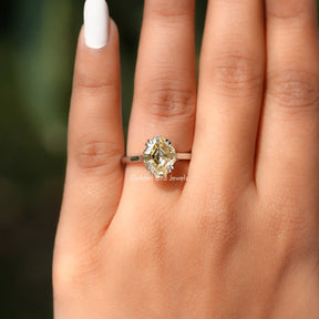 Antique Cut Moissanite Solitaire Engagement Ring