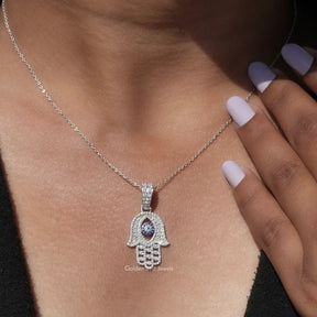View of moissanite pendant for women