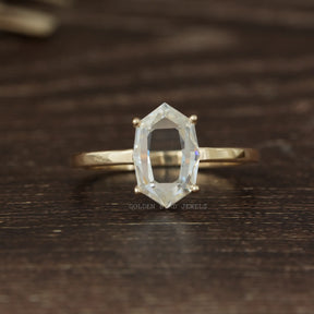 [14K Yellow Gold Portrait Hexagon Cut Moissanite Ring]-[Golden Bird Jewels]