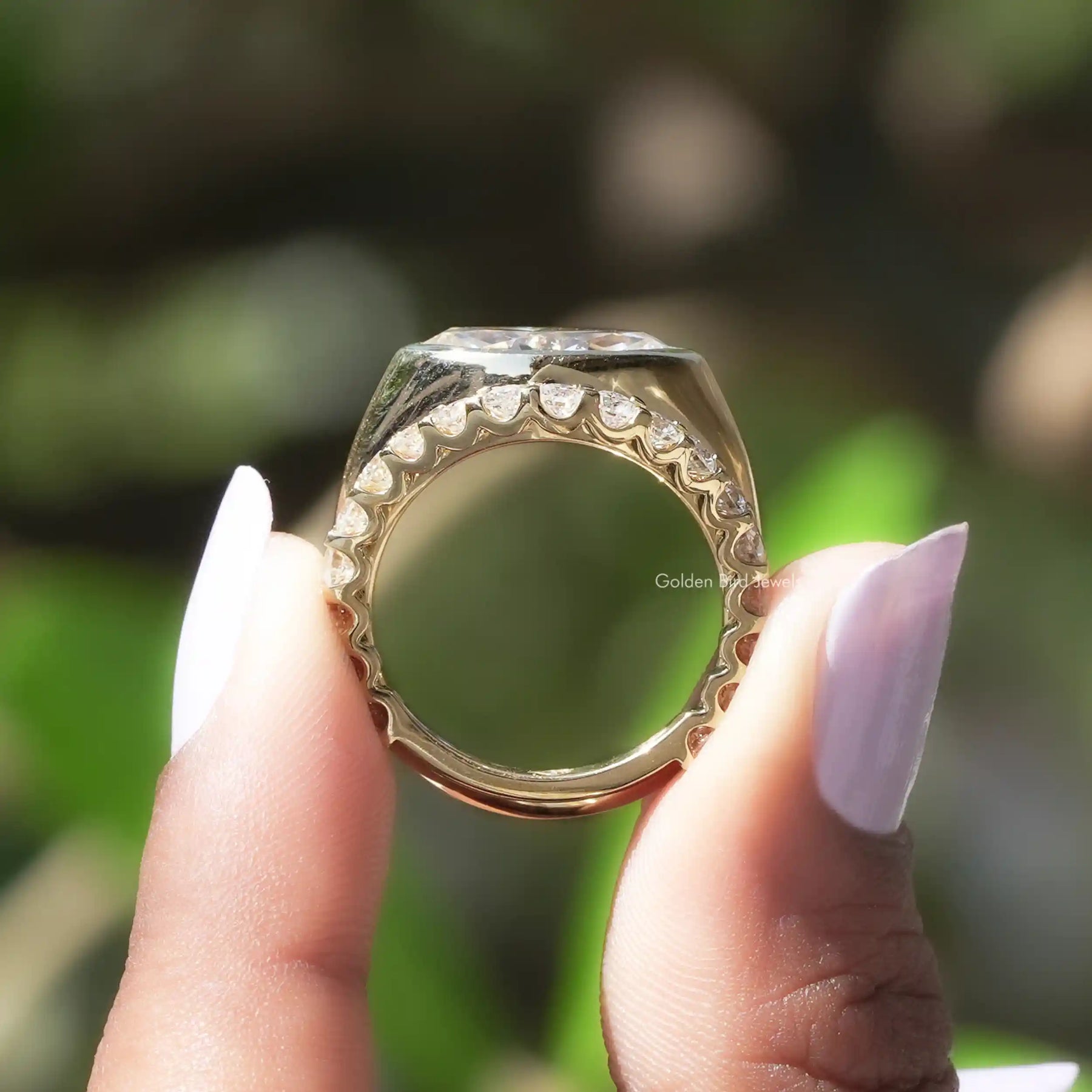 [Marquise And Round Cut Moissanite Bridal Ring Set]-[Golden Bird Jewels]