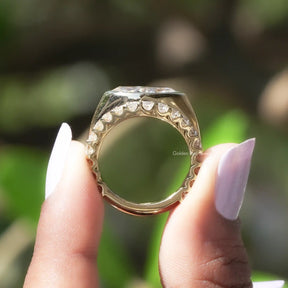 [Marquise And Round Cut Moissanite Bridal Ring Set]-[Golden Bird Jewels]