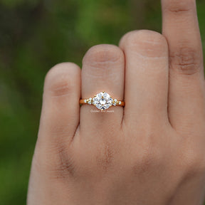 Moissanite Old European Cut Round Accent Stone Ring
