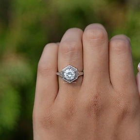 Old European Round Moissanite Solitaire Ring