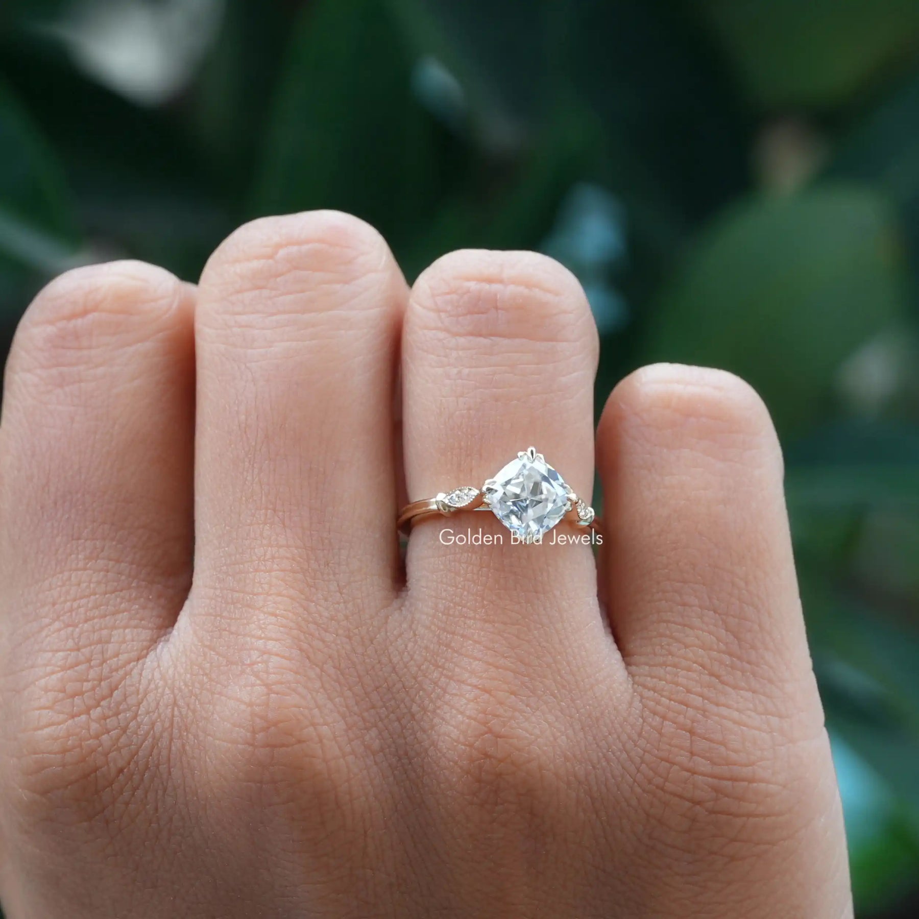 Old Mine Cushion Cut Ring In Yellow Gold