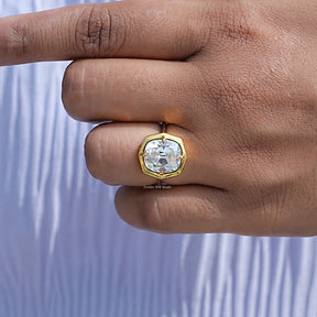 Moissanite Old Mine Cushion Milgrain Engagement Ring