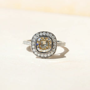 [Yellow Cushion Cut Bezel Setting Ring]-[Golden Bird Jewels]