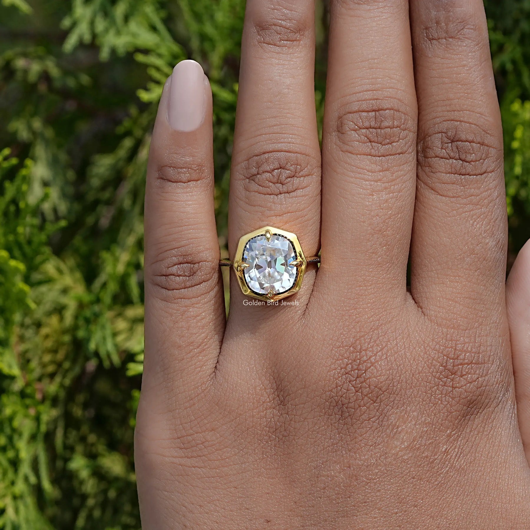 Old Mine Cushion Moissanite Milgrain Solitaire Ring