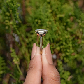 Old Mine Emerald Moissanite Five Stone Ring