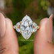 Old Mine Moval Moissanite Accent Stone Engagement Ring
