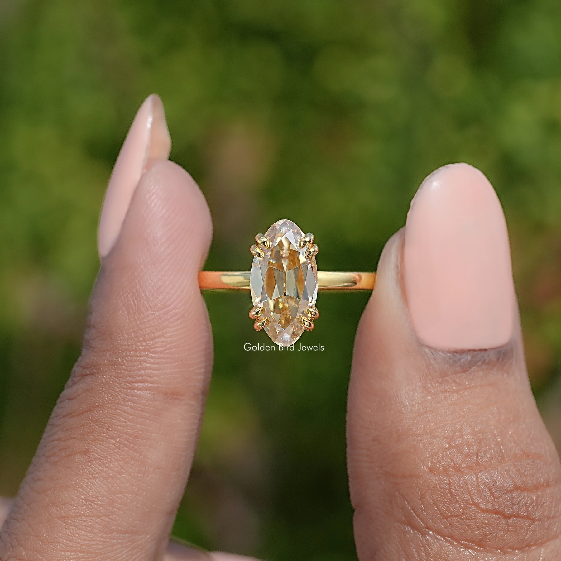 Old Mine Moval Moissanite Solitaire Ring