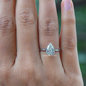 View of Old Mine Pear Cut Moissanite Ring In White Gold