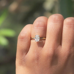 [Oval Cut Moissanite Hidden Halo ring]-[Golden Bird Jewels]