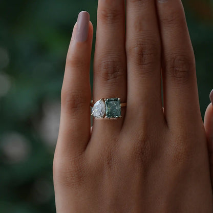 Pear And Radiant Cut Moissanite Toi Et Moi Ring