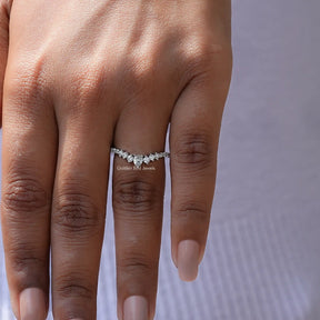 [Moissanite Pear Chevron Eternity Band]-[Golden Bird Jewels]