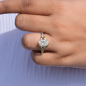 Pear Cut Moissanite Accent Engagement Ring