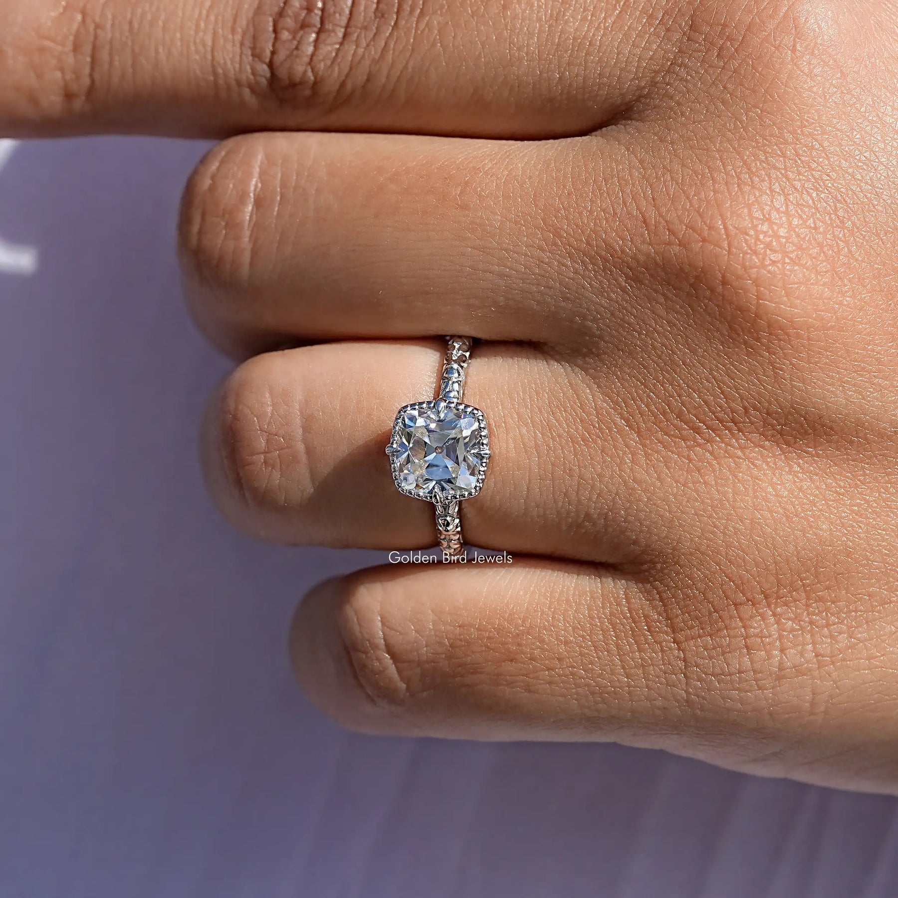 Peruzzi Cut Moissanit Solitär farbloser Ehering