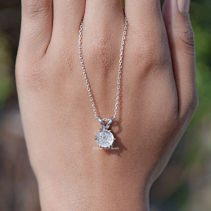 Moissanite Portuguese Cut Customized Pendant For Women