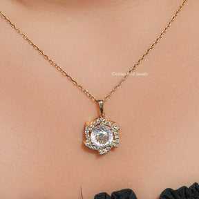 Portugiesischer Schliff Moissanit Halo Hochzeitsanhänger für Sie