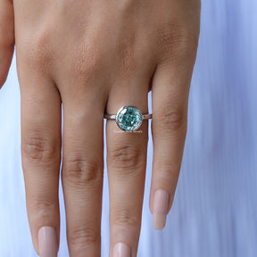 Front View of Portuguese Cut Moissanite Solitaire Ring In White Gold
