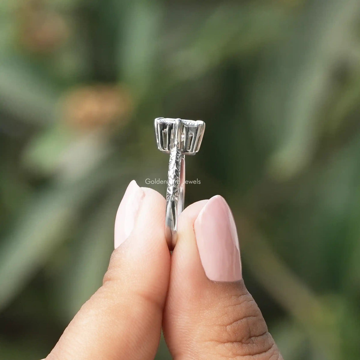 [Princess Cut Moissanite Ring Made Of White Gold]-[Golden Bird Jewels]