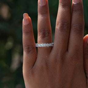 [Colorless Princess Cut Eternity Wedding Band]-[Golden Bird Jewels]