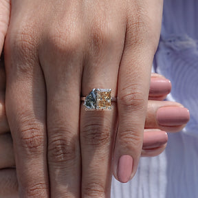 Toi Moi-Ring mit Moissanit in ausgefallenen Farben und strahlendem Birnenschliff