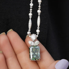 [Marquise And Pear Cut Moissanite Necklace]-[Golden Bird Jewels]