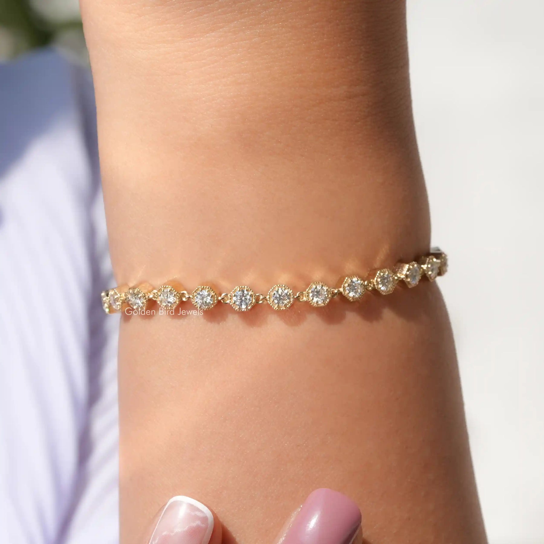 3 MM Round Cut Moissanite Tennis Bracelet