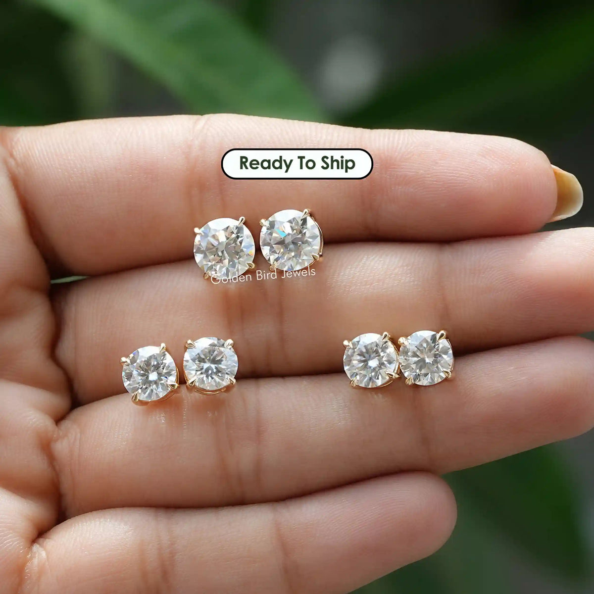 Moissanite Round Cut Bridal Earrings