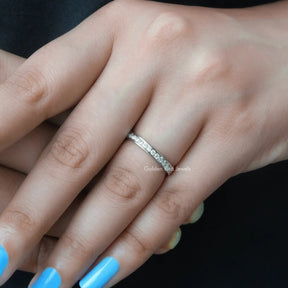 View of Channel Set Moissanite Eternity Wedding Band In White Gold