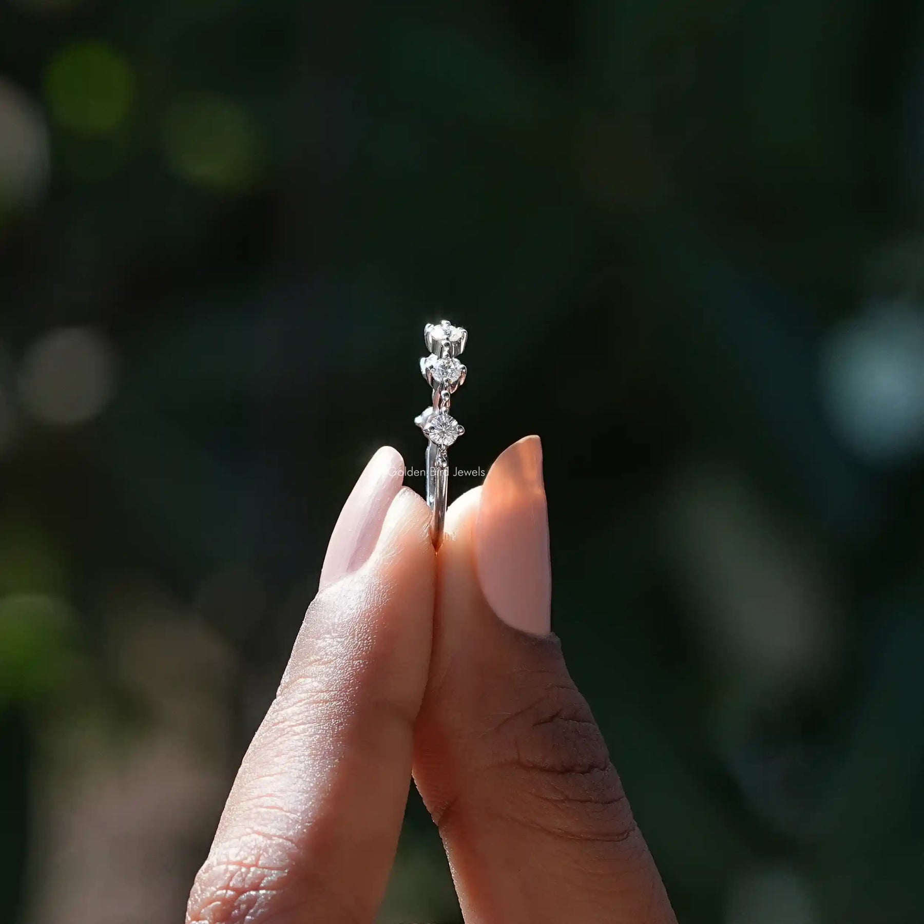 [Colorless Round Cut Moissanite Band]-[Golden Bird Jewels]
