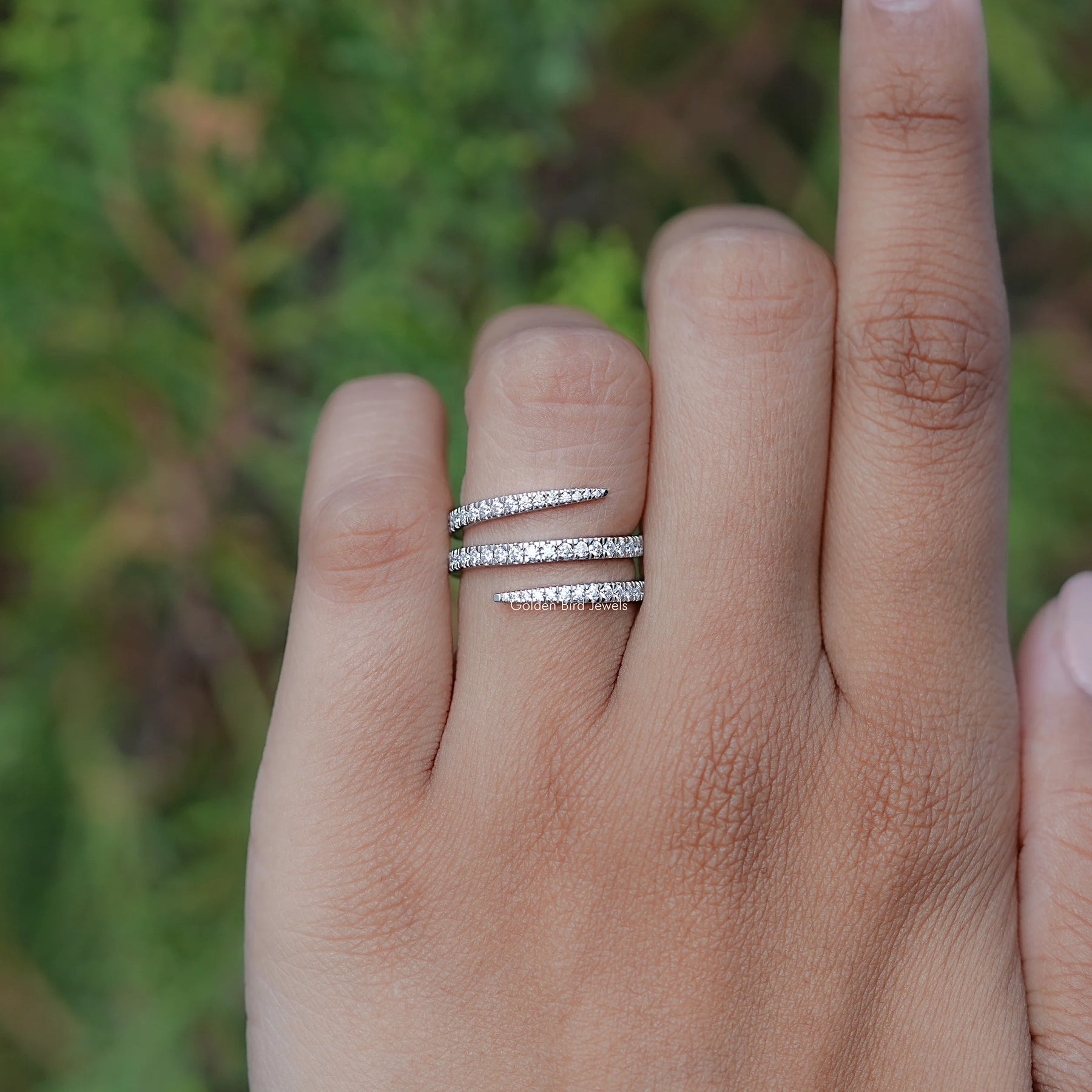 Moissanite Round Cut Spiral Eternity Band