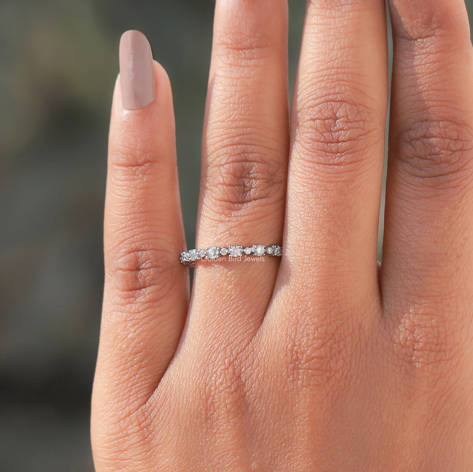 [Moissanite Round Cut Wedding Band]-[Golden Bird Jewels]