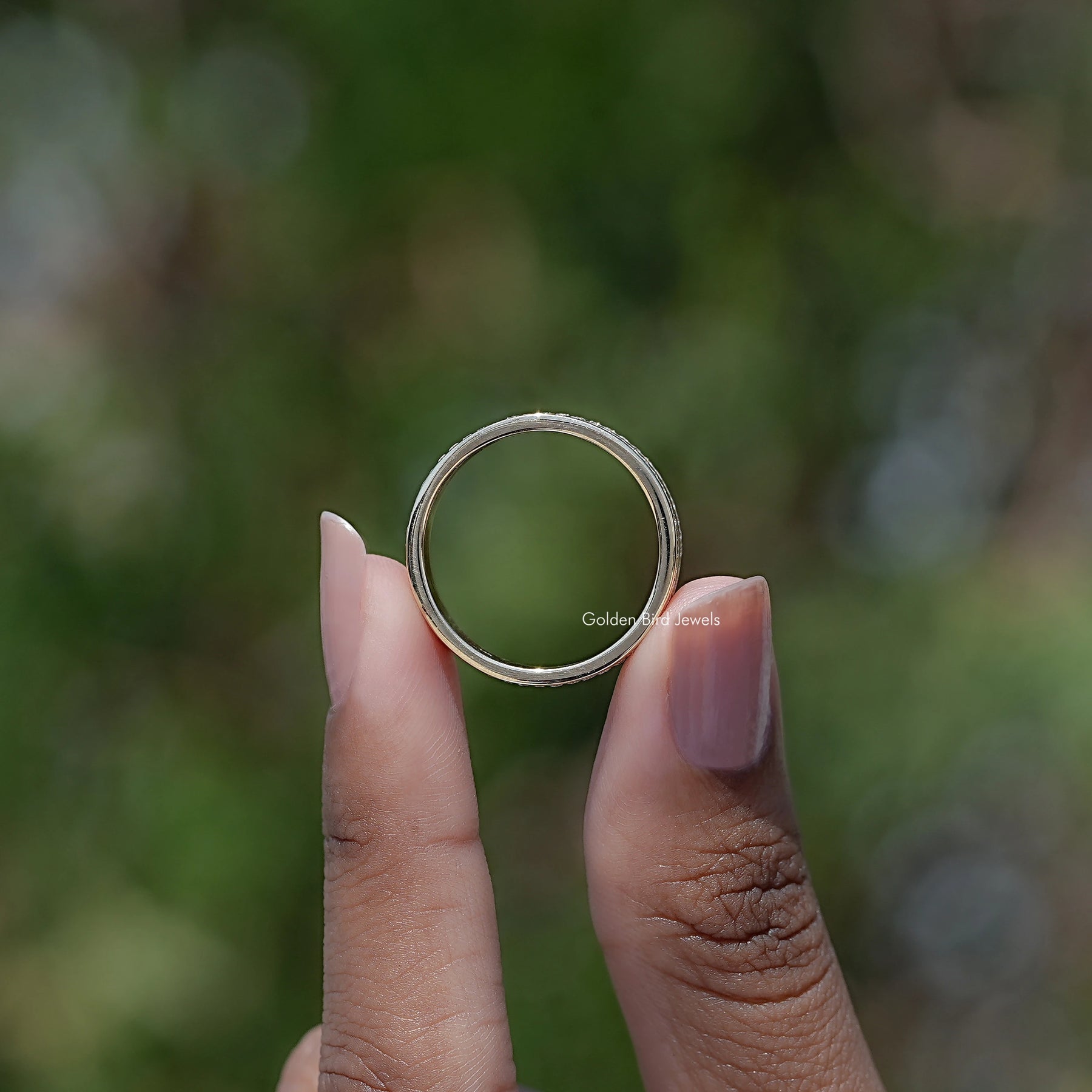 Moissanite Round Cut Full Eternity Wedding Band