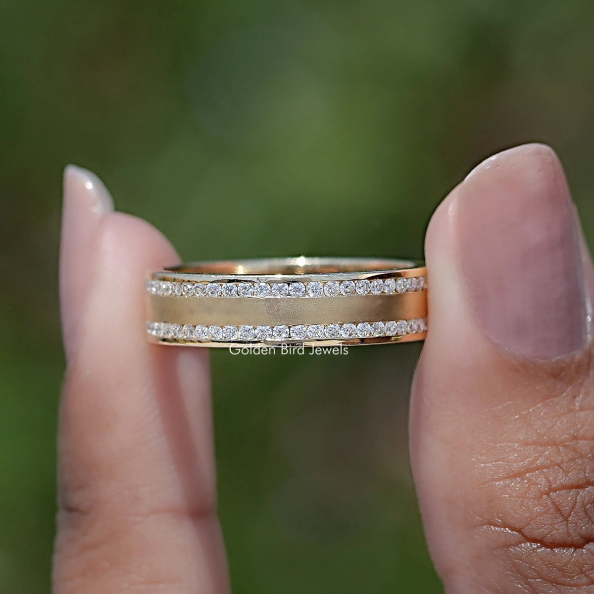 Moissanite Round Cut Full Eternity Wedding Band